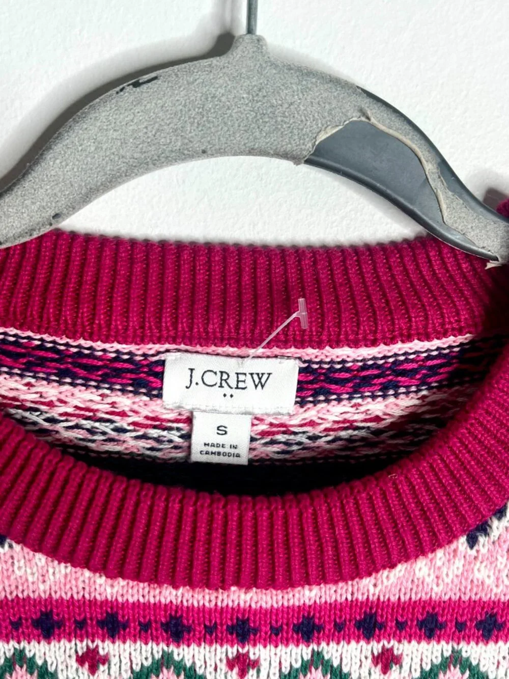 J. Crew Fair Isle Cotton Sweater Crew Neck Cabincore Fall Winter Preppy Sz Small